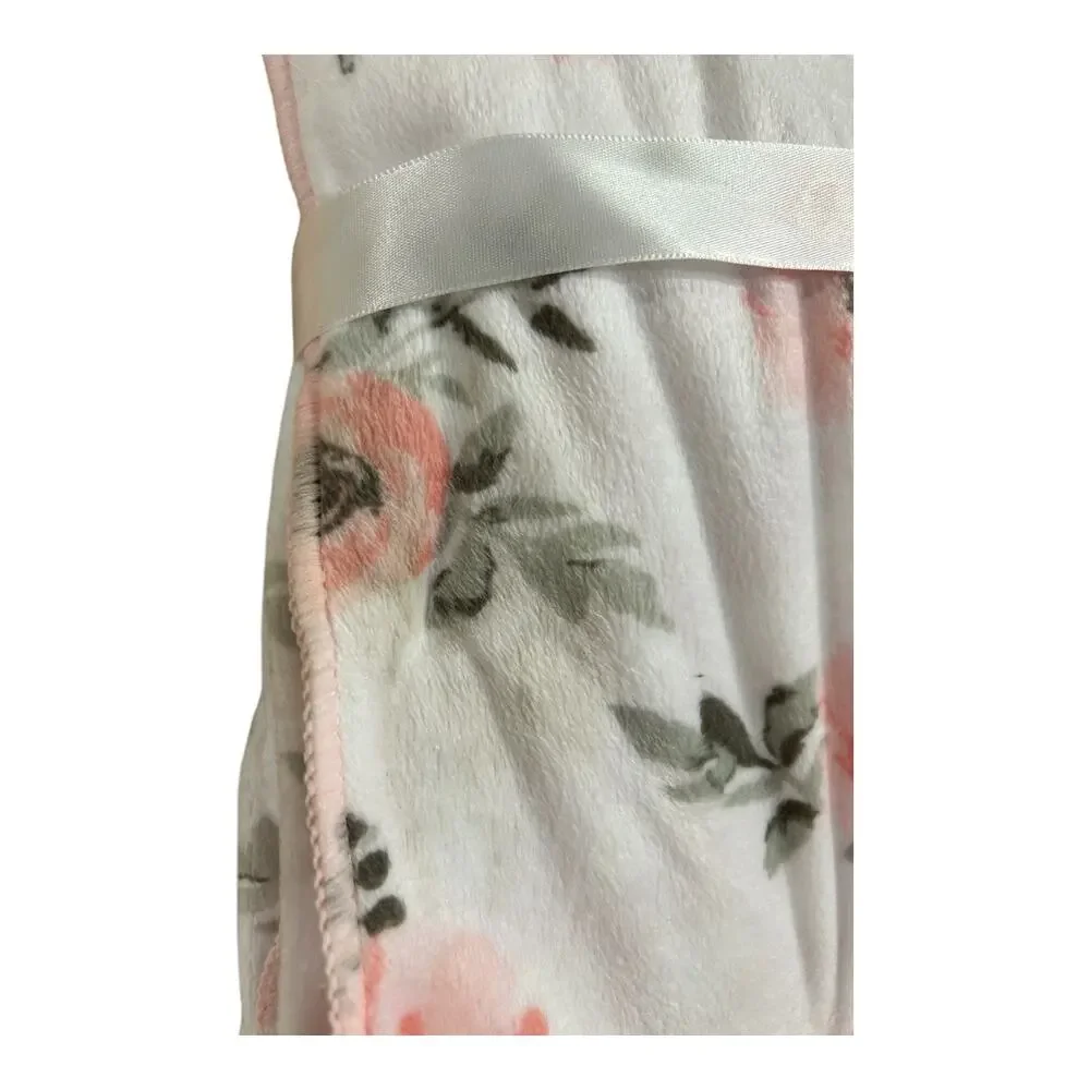 Baby Essentials Floral Rose Print Pink Polka Dot Baby Girl Blanket